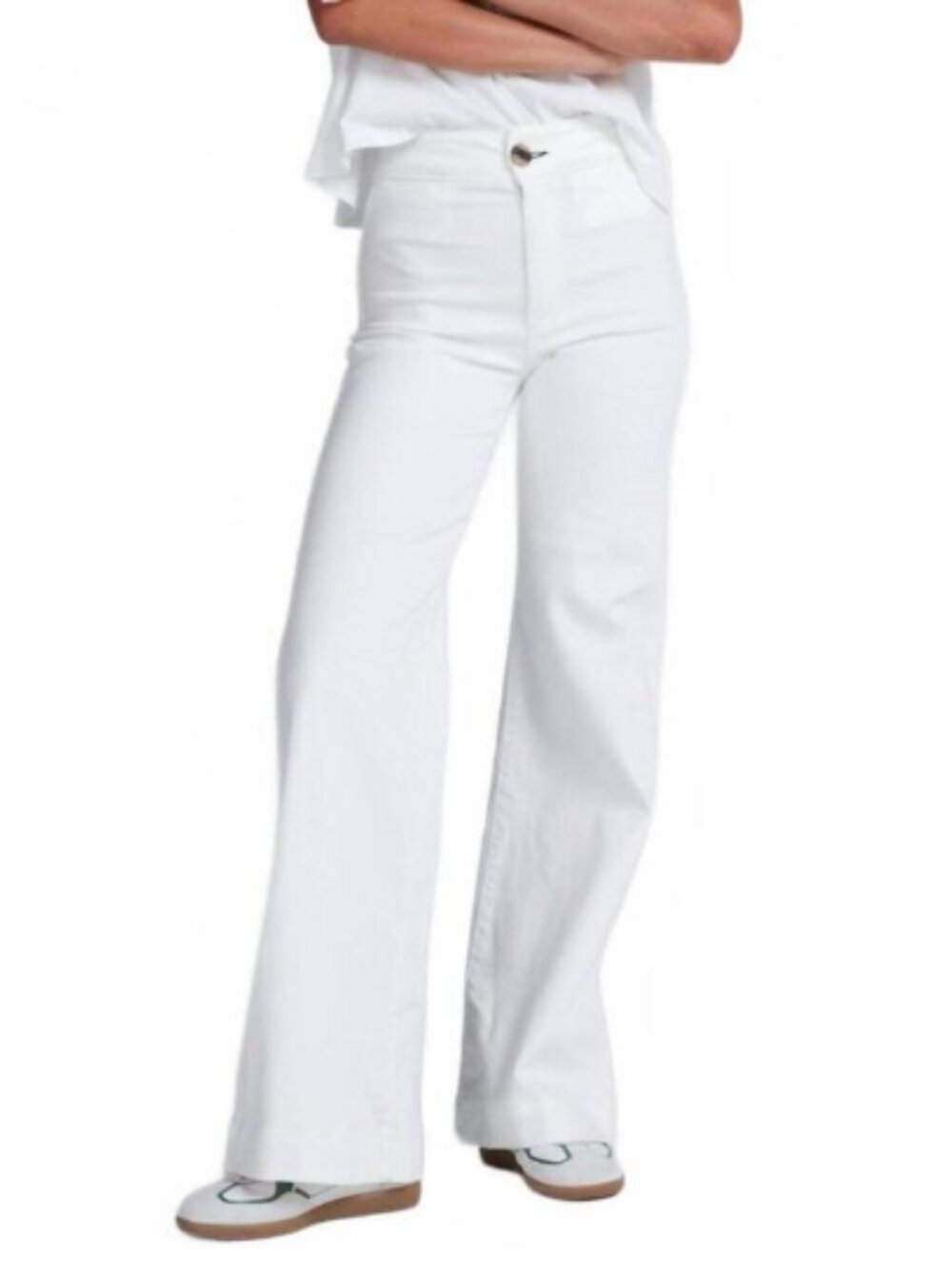 ASKK NY Brighton Wide Leg Trouser Pants, High-Rise, White - Womens 28
